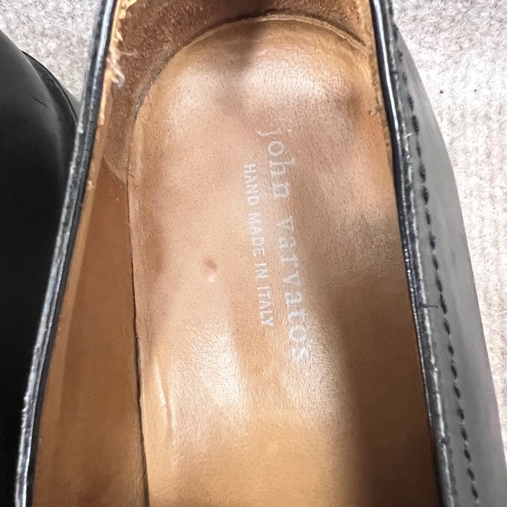 John Varvatos Black Leather Slip On Loafer Shoes Men Hand Made Italy Size 10 - Picture 5 of 16